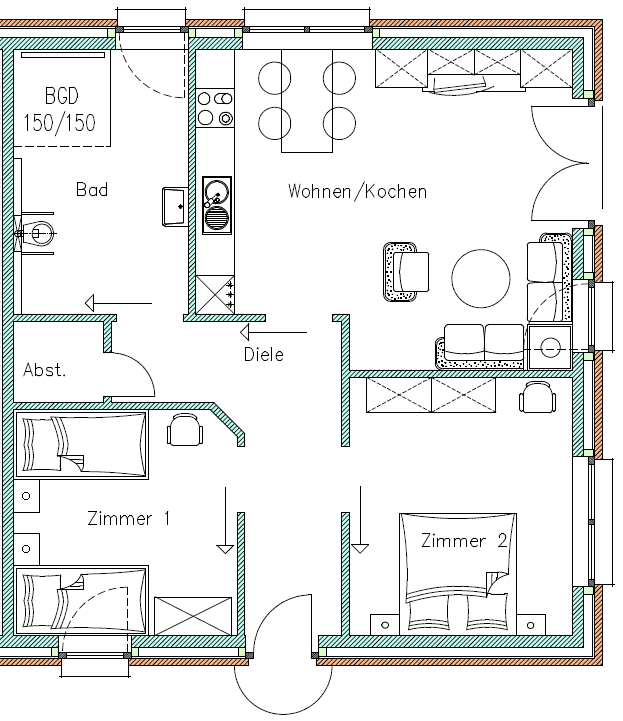 Grundriss Ferienwohnung Erdgeschoss